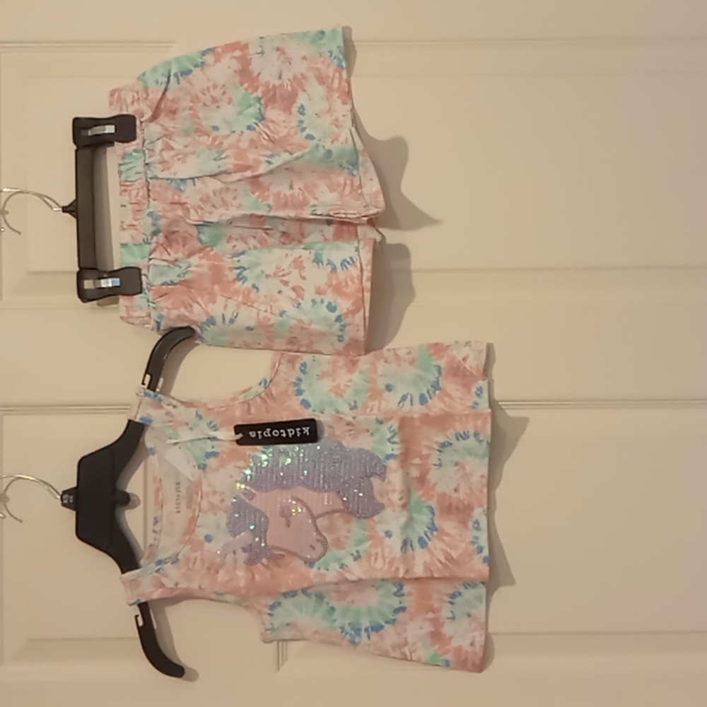 Kidtopia Unicorn embellished 2 piece short set new with tags size 5
